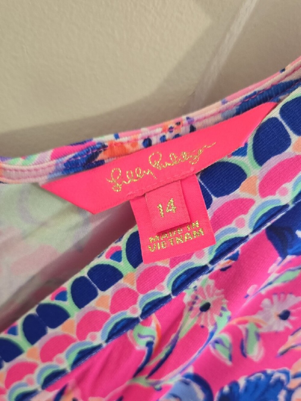 Lilly Pulitzer Carmella Dress Fit And Flare "Pink Isle/Last Bud Not Least" Sz 14 - Picture 2 of 11